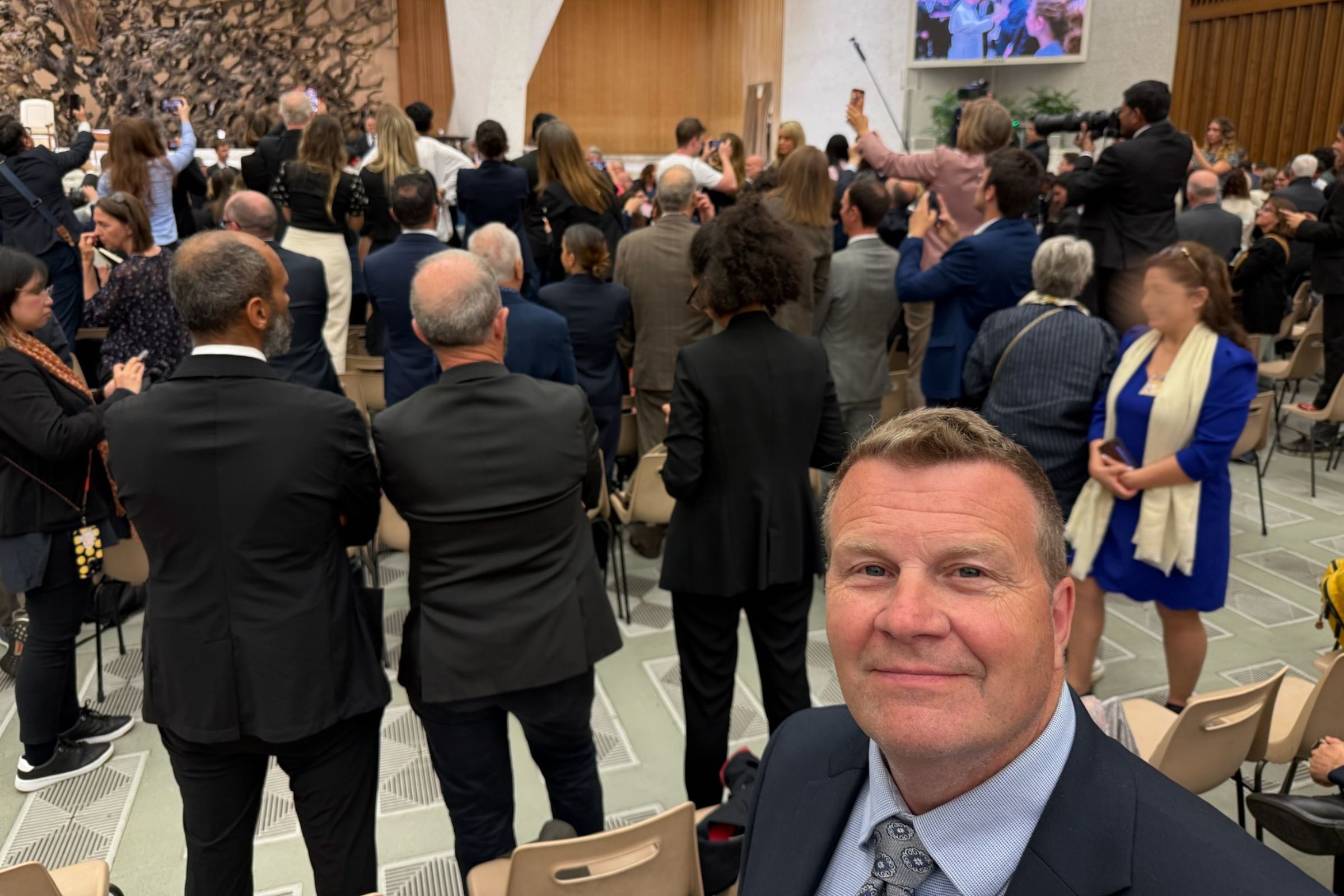 Jay Fadden at the first papal press conference