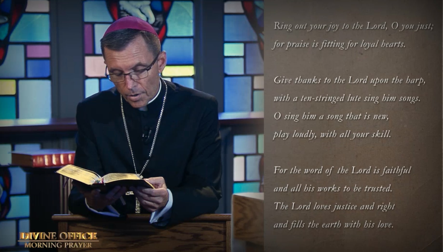 Bishop Robert Reed praying Catholic Morning Prayer from the Divine Office